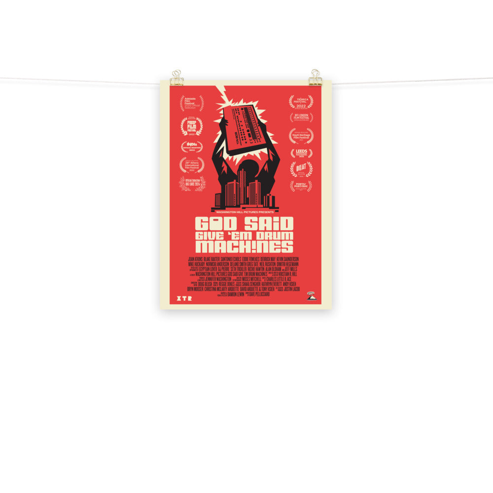 God Said Give 'Em Drum Machines Classic w/ Laurels 18x24