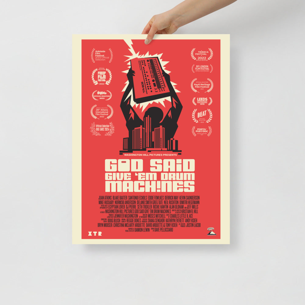 God Said Give 'Em Drum Machines Classic w/ Laurels 18x24