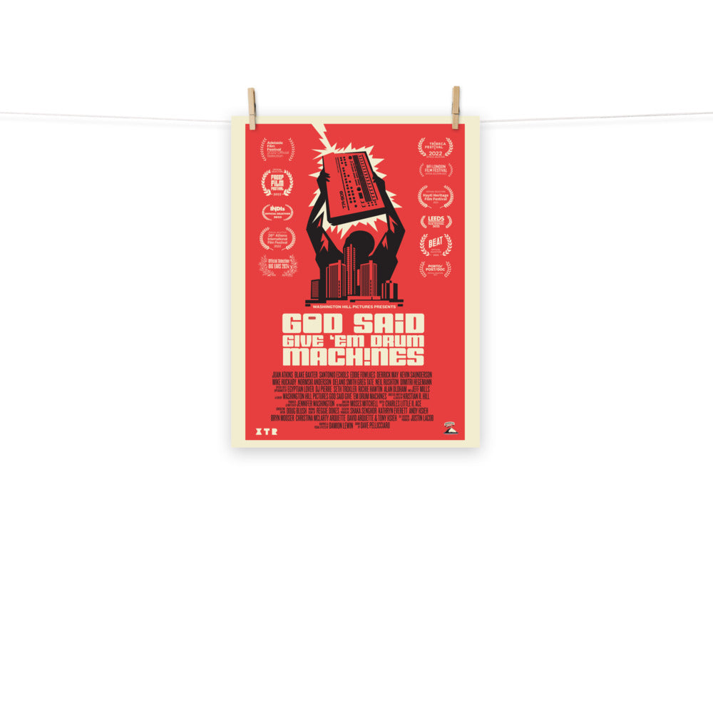 God Said Give 'Em Drum Machines Classic w/ Laurels 18x24