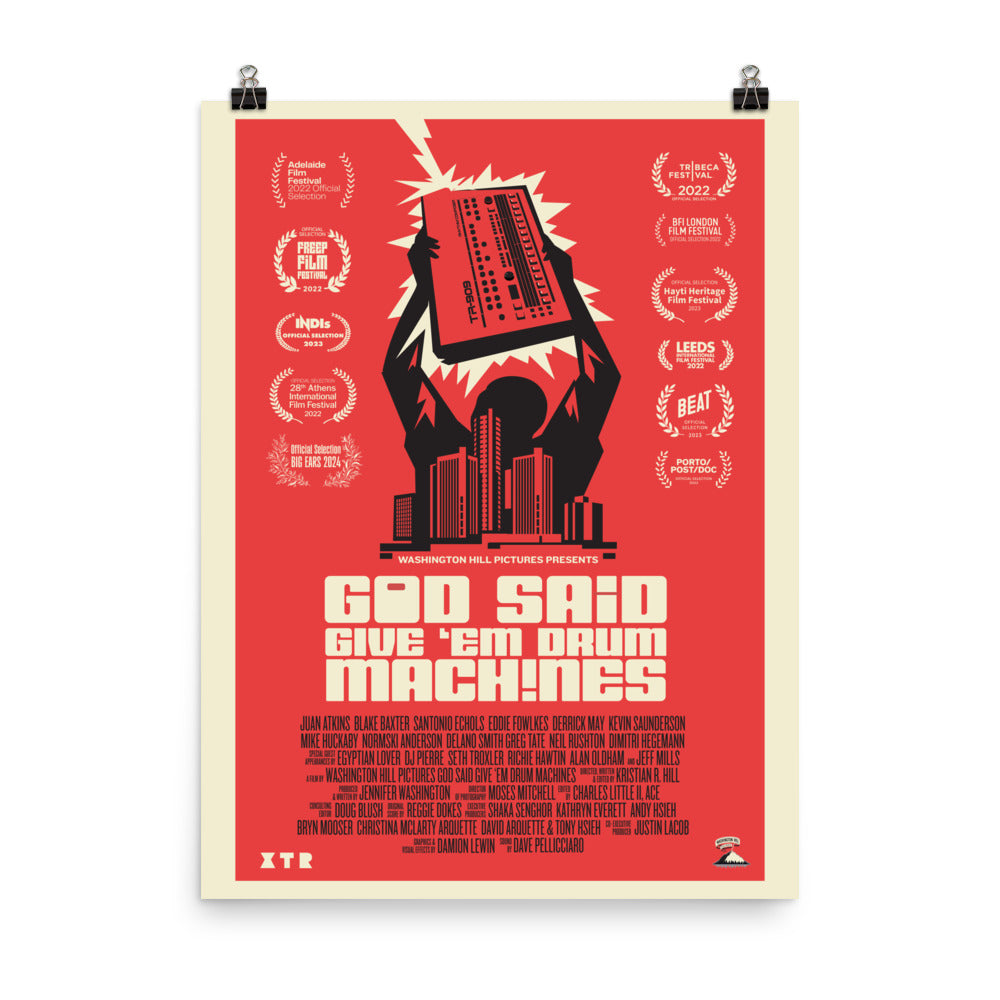 God Said Give 'Em Drum Machines Classic w/ Laurels 18x24